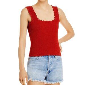 Rebecca Taylor Red Knit Square-Neck Tank